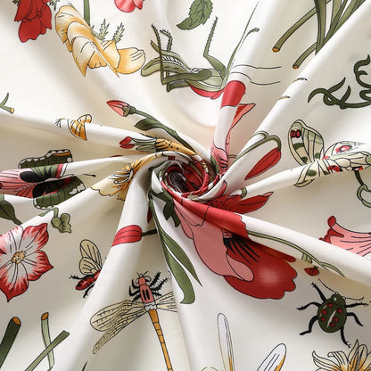130*130cm Women Luxury Floral Print Twill Silk Scarves Lady Echarpes Bandana Square Scarves Wraps Femme Foulard Pashmina