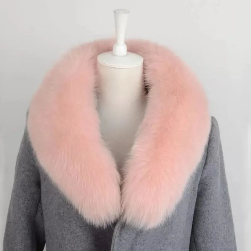 Fox Fur Collar 100% Real Fox Fur Scarf Winter Women Natural Fur Gray Collar Large Size Neck Warmer Fur Scarf Shawls