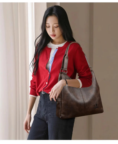 Three Layers Genuine Brand Tote Bag Luxury Handbags for Women Mom Shoulder Hand Bag Designer Top Quality Soft Leather Sac New