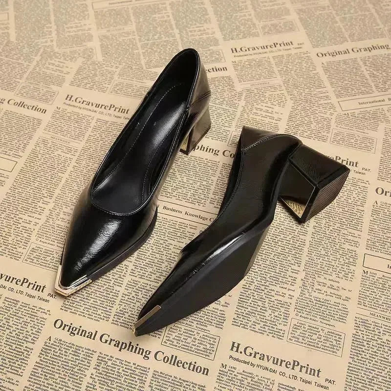 Elegant Heeled Women's Pointed Toe Fashion Shallow Shoes 2026 Autumn Party Loafers High Heel Dress Shoes Luxury Mujer Sandalias