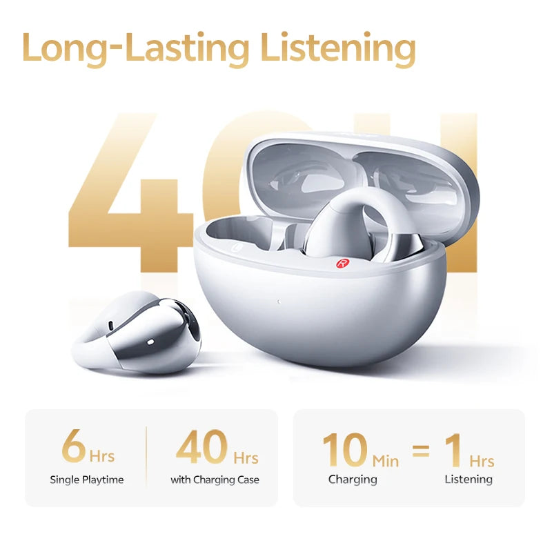 QCY Crossky C30S Open Ear Wireless Earphones Hi-Res with LDAC Ear Clip Earbuds Bluetooth 6.0 Clip On OWS Sports Headphones 40Hrs