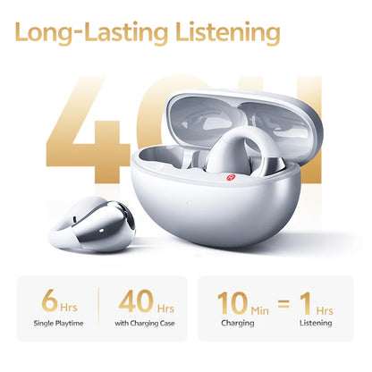 QCY Crossky C30S Open Ear Wireless Earphones Hi-Res with LDAC Ear Clip Earbuds Bluetooth 6.0 Clip On OWS Sports Headphones 40Hrs