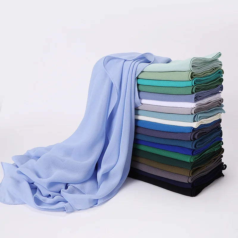 90*90CM Headwrap Heavy Chiffon Square Scarf Muslim Hijabs Women Underscarf Fashion Casual Plain Color Hijab