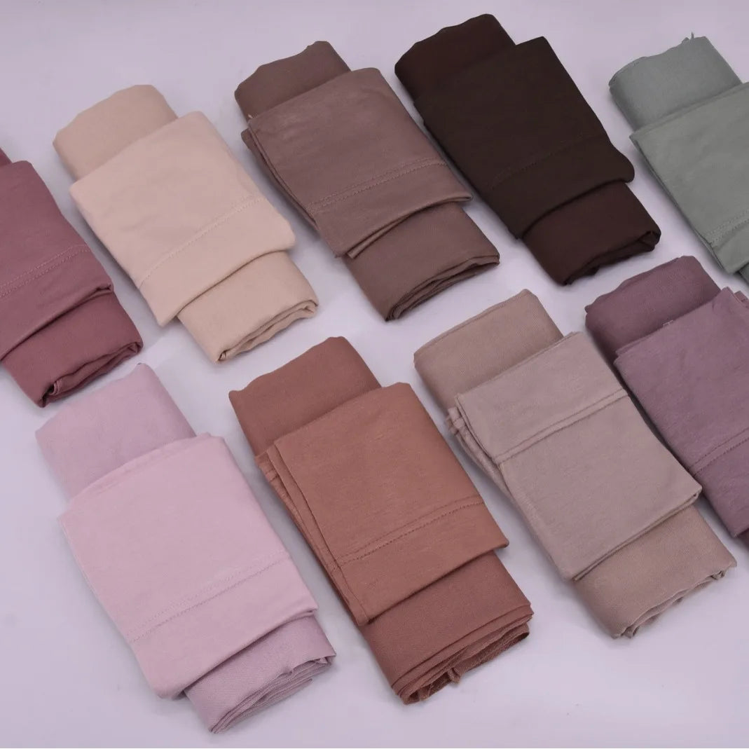 110colors Modal Hijab with Modal Undercap Set Basic Stretchy Pullover Headscarf Thin Breathable Sunscreen Head Wrap Hijabs Scarf