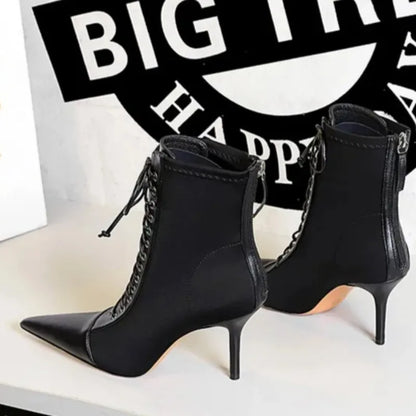 Women's Ankle Boots Sexy Pointed Tip High Heels for Woman Fashion Self Cultivation High Heeled Boots Designer Shoes Botas Mujer