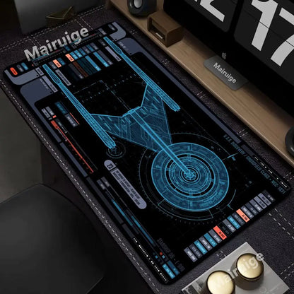 Starship Blueprint Pad Desk Pad Mouse Pad Gamer Computer Cabinet Star Trek Game Office Accessories Keyboard Anime Extended Large