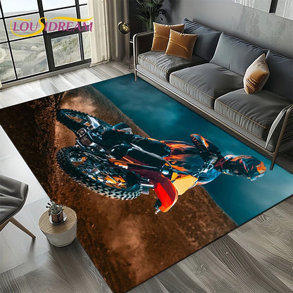 Racing Car K-KTM Motorcycle Carpet Rug for Living Room Bedroom Home Sofa Decoration,Kids Play Area Rug Non-slip Floor Mat Gift