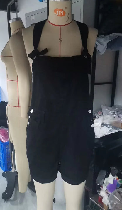 Summer Y2k Denim Jumpsuits for Women Straight Leg Stretch Jeans Dungarees Bib Overalls Regular Fit with Adjustable Straps