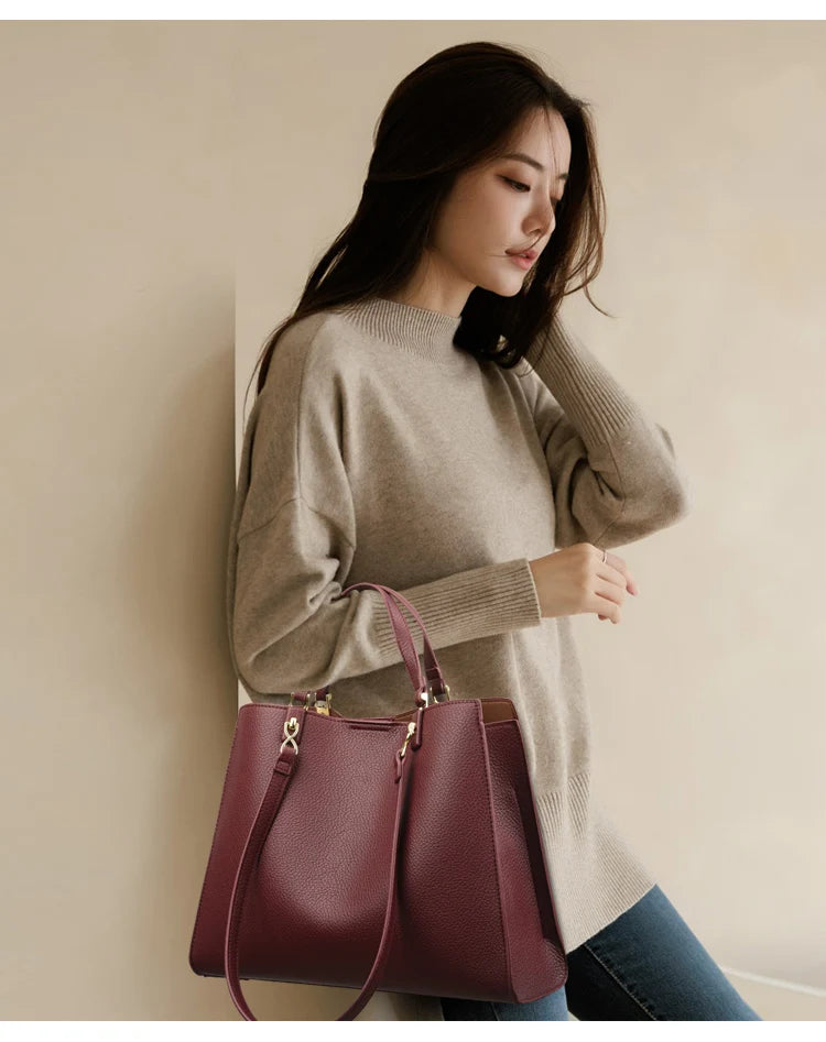 Genuine Brand Luxury Designer Women Bags High Quality Leather Shoulder Crossbody Messenger Tote Bag Large Handbag Purses