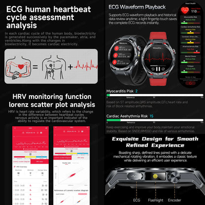 2026 New ECG+PPG Body Fat Analysis Health Smart Watch Uric Acid BP Blood Oxygen Bluetooth call Sports Smart Watch For Men Women