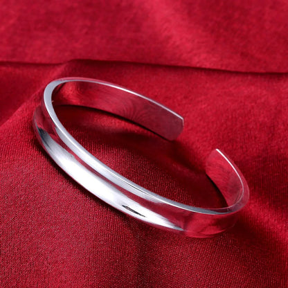 Trendy 925 Sterling Silver Big Bangles Bracelet Cute Charms for Women Lady Fashion Jewelry Adjustment Cuff Wedding Luxury