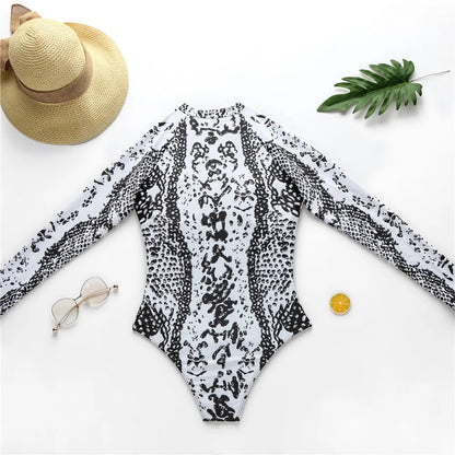 2026 Surfing Sport Swimsuit Long Sleeves Women One Piece Swimsuit  Swimwear Solid Monokini Bathing Suit Tropical Bodysuit Female