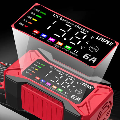 Intelligent Car Battery Charger Full Automatic Smart Battery Charging Fast Power Charging Pulse Repair Tools  Digital LCD Display For SUV Motorcycle Truck RV