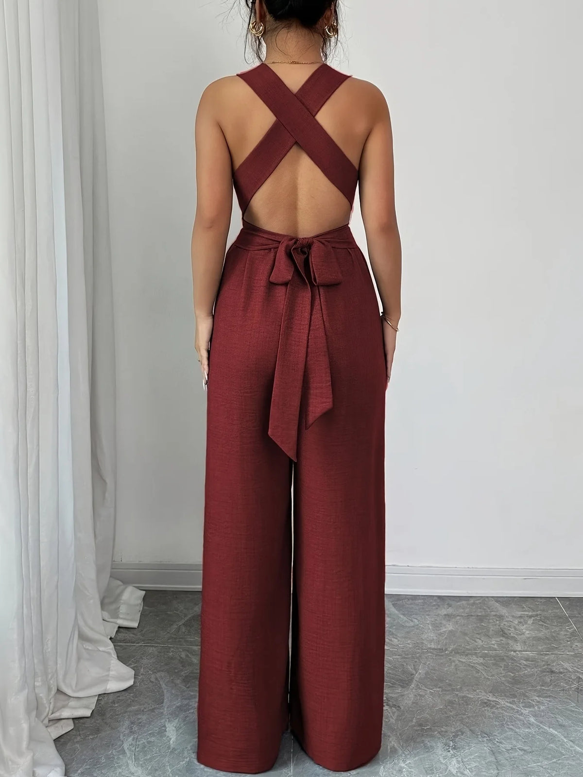 Jumpsuits women 2026 rompers new features fashion sexy V-neck backless cross-belt, wide-leg jumpsuit jumpsuits women's clothing