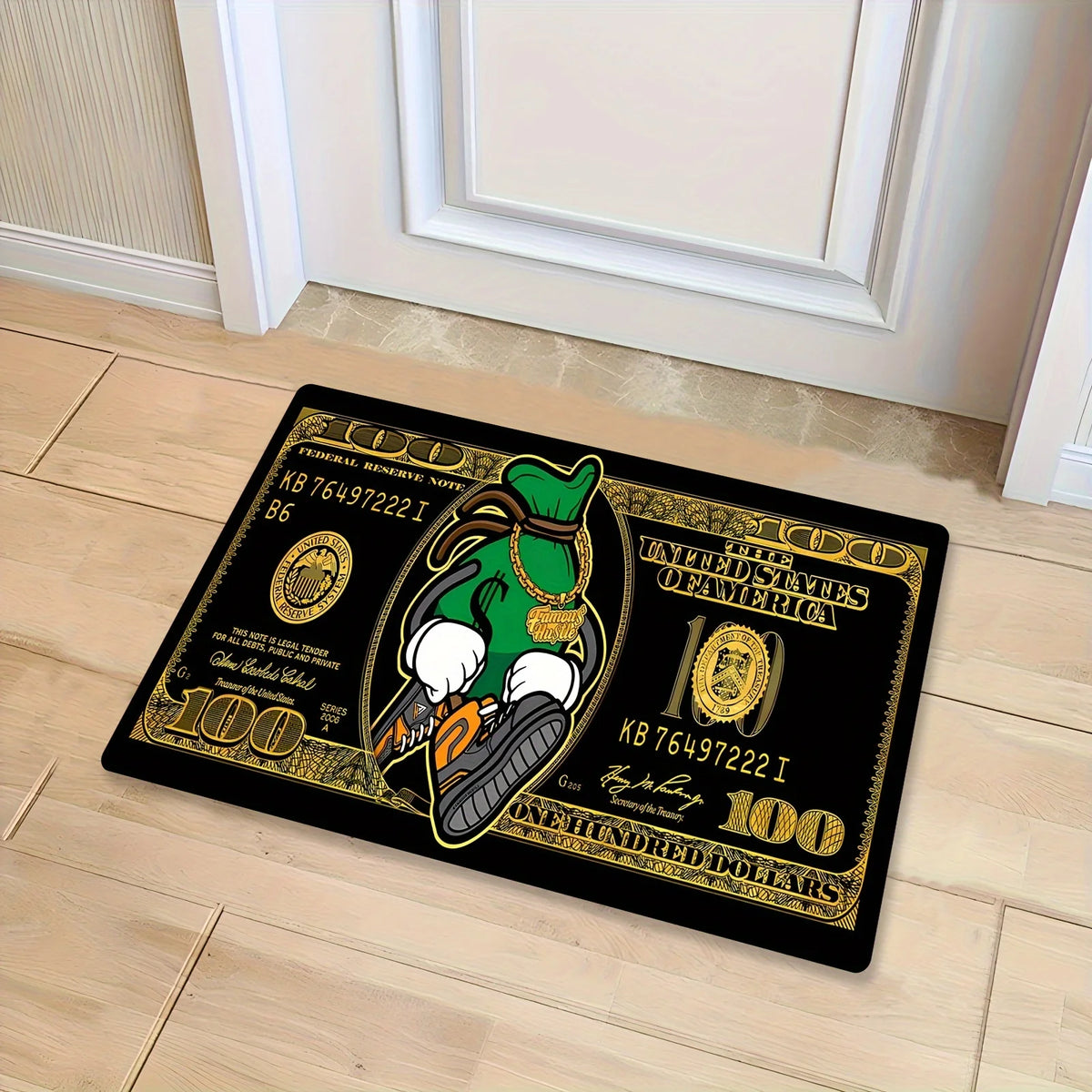 $100 Bill Pattern Area Rug,Soft Touch & Non-Slip,Washable Decorative Mat for Living Room Bedroom,Kitchen,Office – Xmas Gift Idea