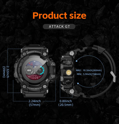 HY Digital LOKMAT Outdoor Smartwatch 1.32 Inch BT Call Smart Watch Men Sports Fitness Tracker Compass Smartwatch for Android IOS
