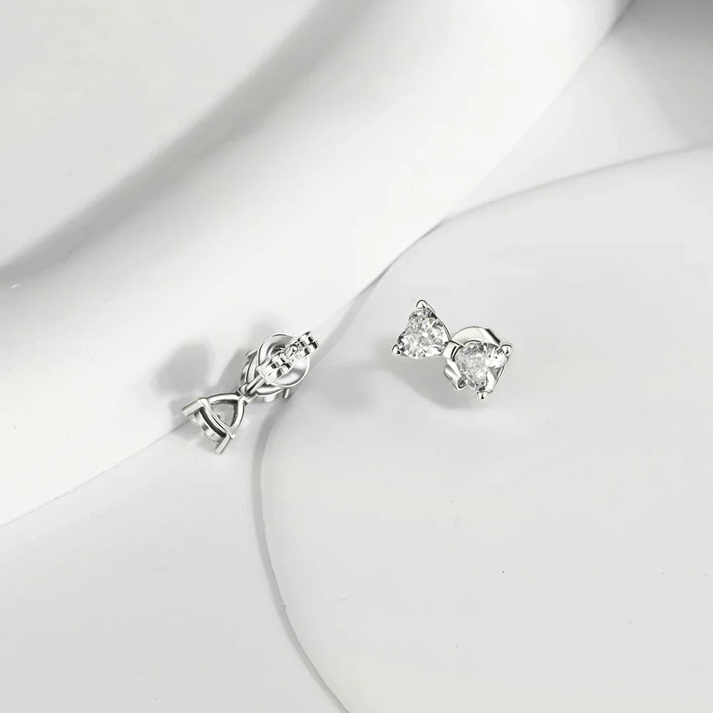 Original 925 Sterling Silver Luxury Bow Flower Shaped Clover Rose Pendant Earrings Elegant Mature Women Delicate Jewelry Gift