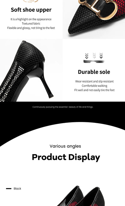 CHCH Women's High Heels 2025 Spring New Hollow Business Women's Shoes 7cm Red Evening Shoes
