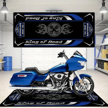 VIKAMA American Motorcycle-Style Rug Stain-Resistant & Non-Slip Entrance Hallway Doormat Motorcycle Parking Rug Home Decor