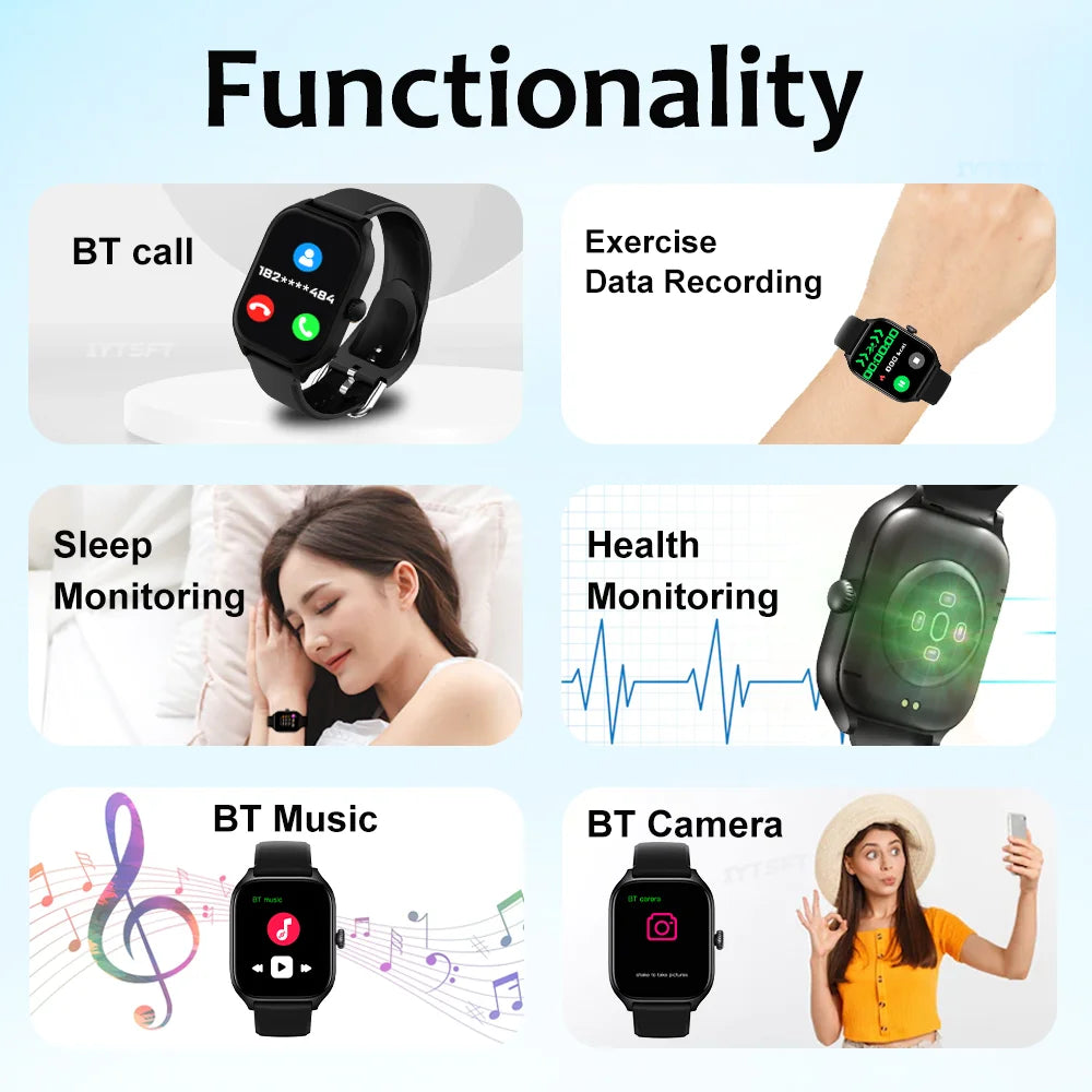 KESHUYOU H9 2025 Smart Watch 2.01-inch HD Display Receive Make Calls Message Preview Sport Mode Weather Forecast Smart Watch
