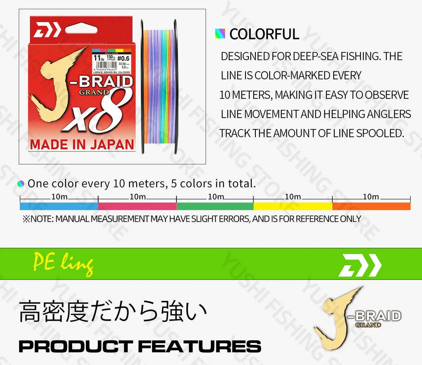 2026 Original X8DAIWA-J Braided Expedition 8 strands Fishing Line PE Super Line Sea Fishing wire 100/150/200/300/500/1000M Pesca