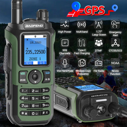 Baofeng UV-21 PRO Walkie Talkie GPS Portable Long Range Mutli-Band Wireless Copy Frequency Type-C Charger Radio Upgrade UV17 PRO