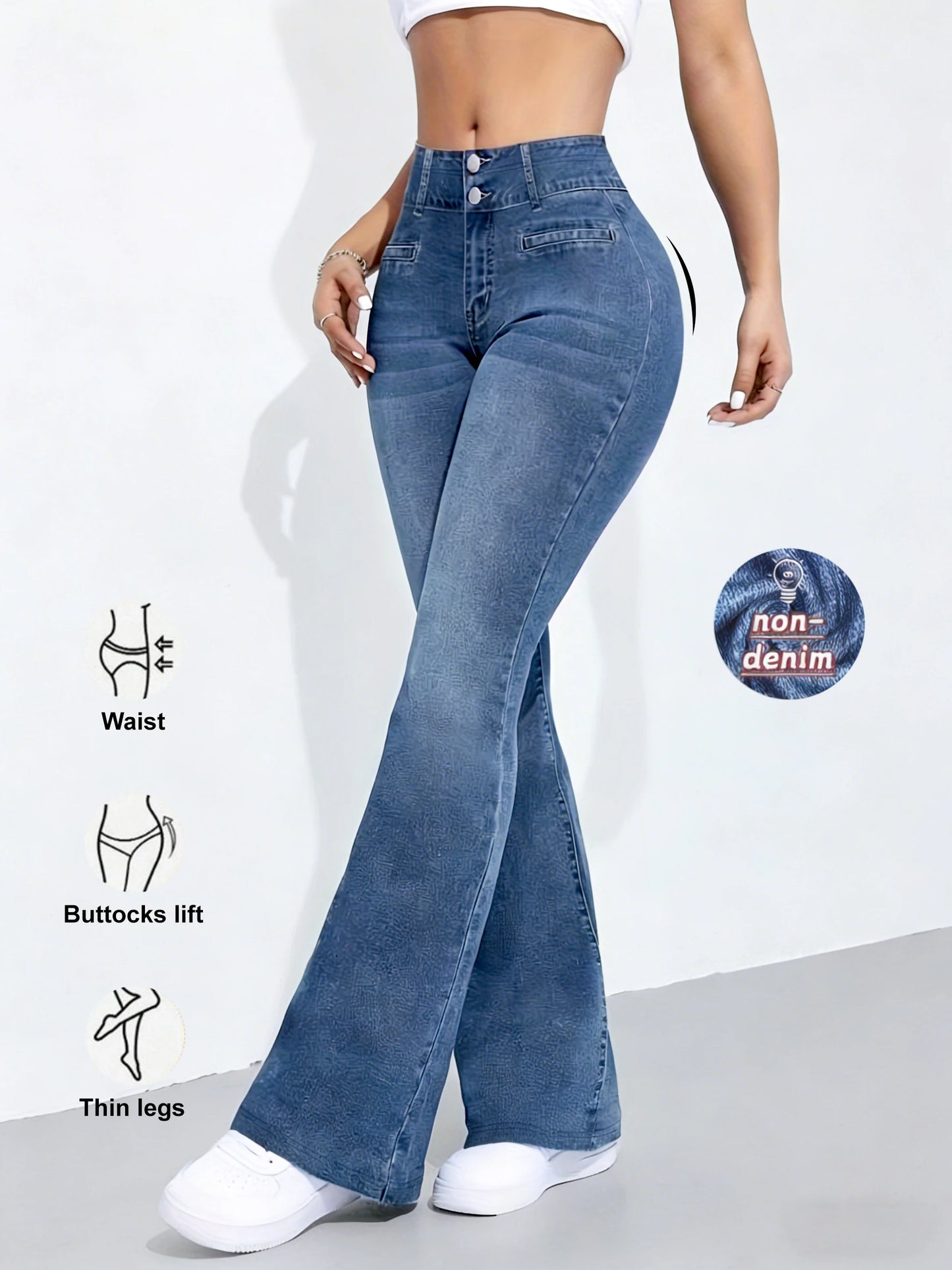 High Elasticity Non-Denim Printed Leggings Women's High Waist Slim Leggings Gym Training Wide Leg Fashion Leggings Casual Wear