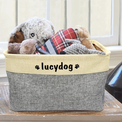 Personalized Dog Toy Basket Free Print Pet Storage Box DIY Custom Dog Name Toys Clothes Accessories Foldable Organize Storage