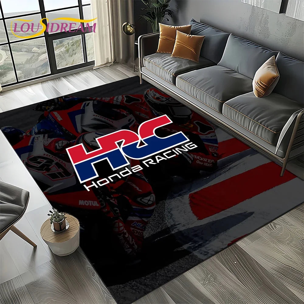 Racing Car H-HONDA HRC Motorcycle Carpet Rug for Living Room Bedroom Home Sofa Decoration,Kids Area Rug Non-slip Floor Mat Gift