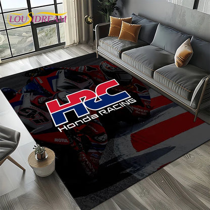 Racing Car H-HONDA HRC Motorcycle Carpet Rug for Living Room Bedroom Home Sofa Decoration,Kids Area Rug Non-slip Floor Mat Gift