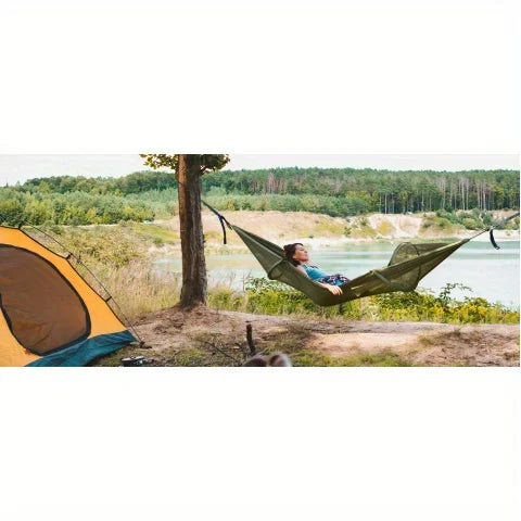 2-In-1 Camping Hammock With Mosquito Net 1.6lbs Ultralight Parachute Nylon Hanging Bed For Outdoor Survival Travel Backyard
