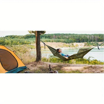 2-In-1 Camping Hammock With Mosquito Net 1.6lbs Ultralight Parachute Nylon Hanging Bed For Outdoor Survival Travel Backyard