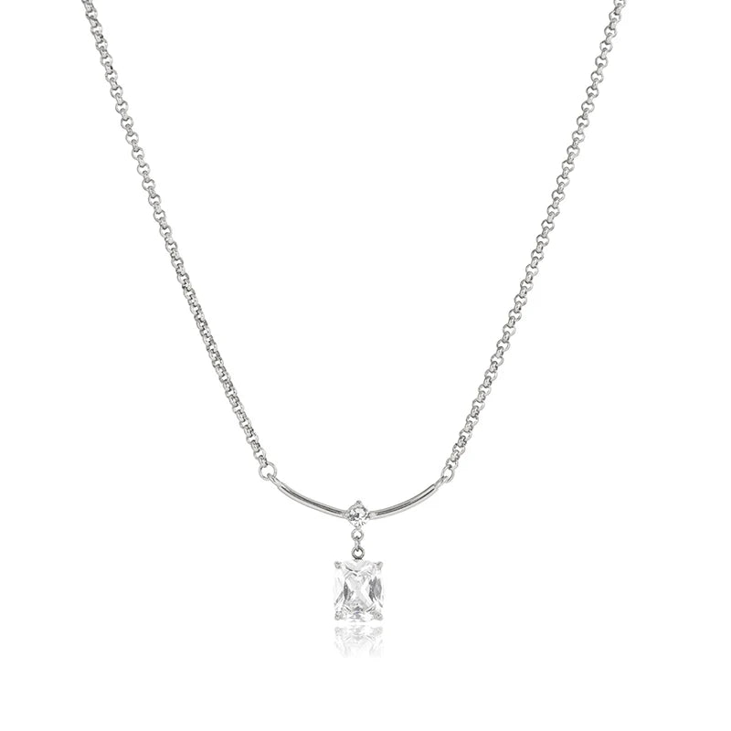 OXTAO Big Moissanite Smile Necklaces 7x9mm Cushion Cut D VVS1 for Women Exquisite Pendant Necklaces Clavicle Chain Fine Jewelry Gift 14K Gold Filled