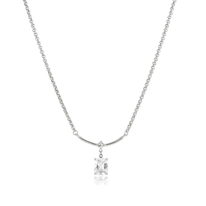 OXTAO Big Moissanite Smile Necklaces 7x9mm Cushion Cut D VVS1 for Women Exquisite Pendant Necklaces Clavicle Chain Fine Jewelry Gift 14K Gold Filled