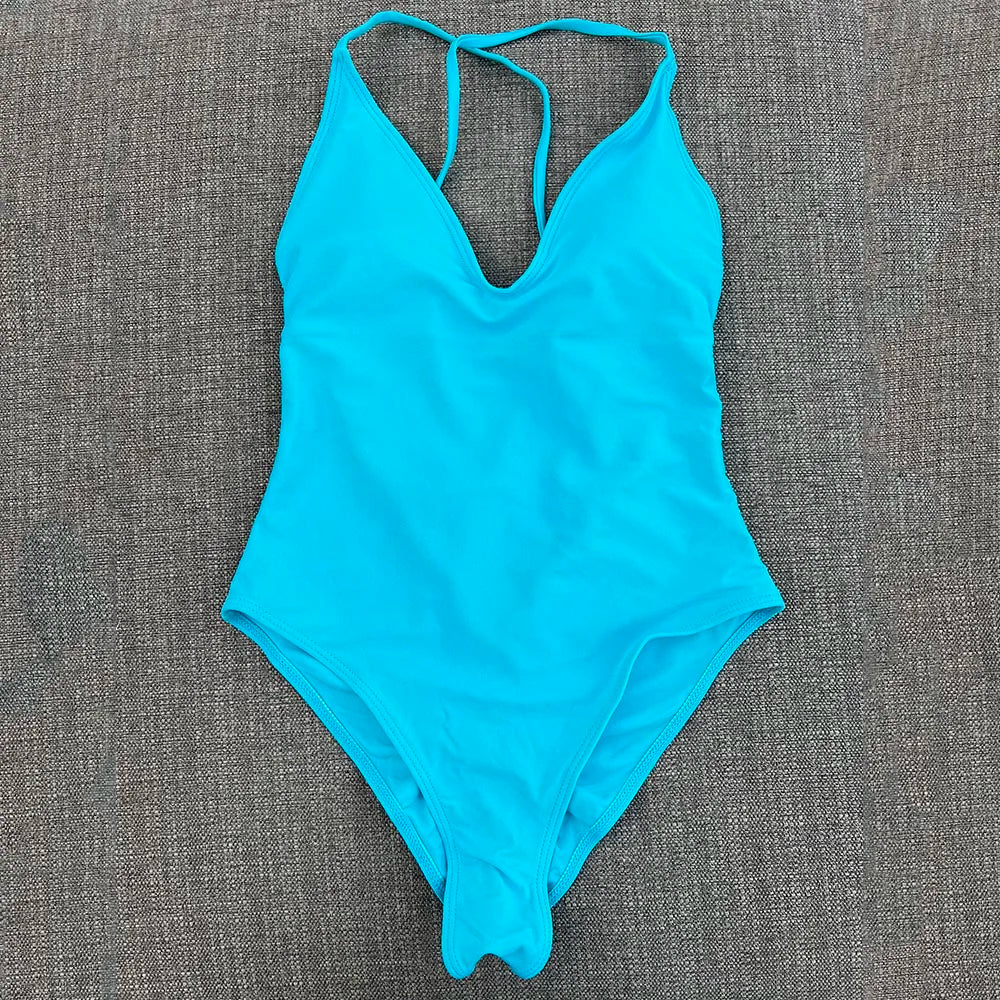 Solid One Piece Swimsuit Women Swimwear 2025 New Bikini Sexy Bodysuit Plus Size Bathing Suit Swimming Suit Maillot De Bain Femme