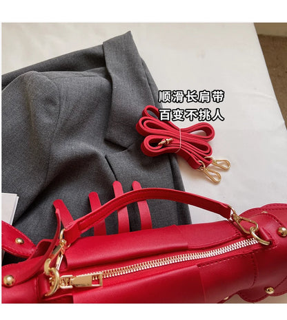 PU Zipper Commuting Crossbody Bags Lobster Shape Niche 2025 High Quality Ladies Bags Solid Color Rivet Fashion Shoulder Bags