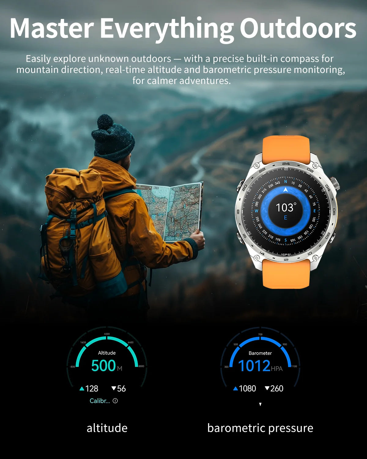 2026 HD300 Pro GPS Smart Watch for Outdoor Sports Offline Map 5.4Bluetooth Call Waterproof Health Travel Diving Smartwatch