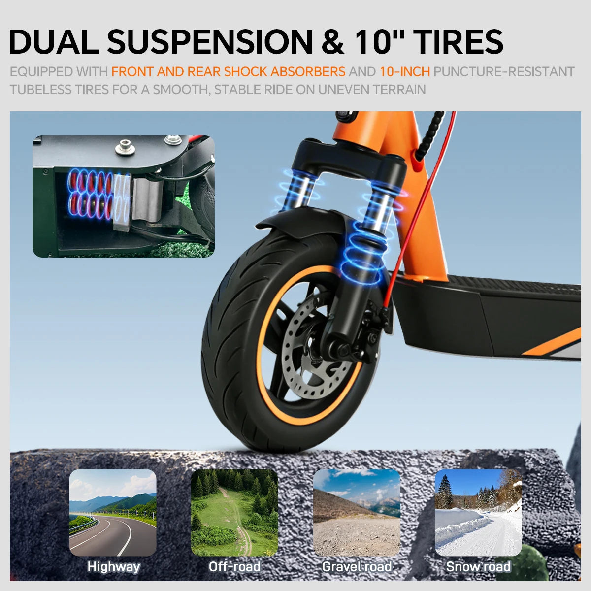 Foldable Electric Scooter For Adults Dual Shock Absorbing eScooter Equipped 10 Inch Tires Lightweight Travel Scooter