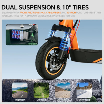 Foldable Electric Scooter For Adults Dual Shock Absorbing eScooter Equipped 10 Inch Tires Lightweight Travel Scooter