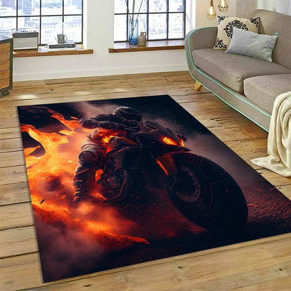 Motocross Modern retro Motorcycle Carpet Rug for Bedroom Living Room Home Sofa Decoration,Children Game Large Decor Floor Mat