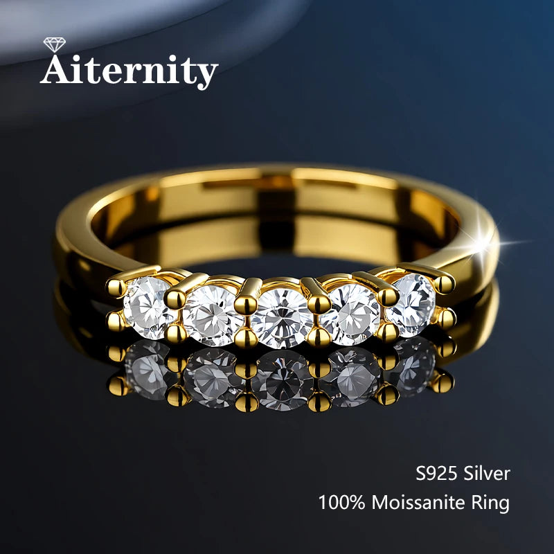 100% Pass Diamond Tester Pen Moissanite Ring Matching Wedding Diamond Band for Women 925 Sterling Silver Female Single Tail Ring