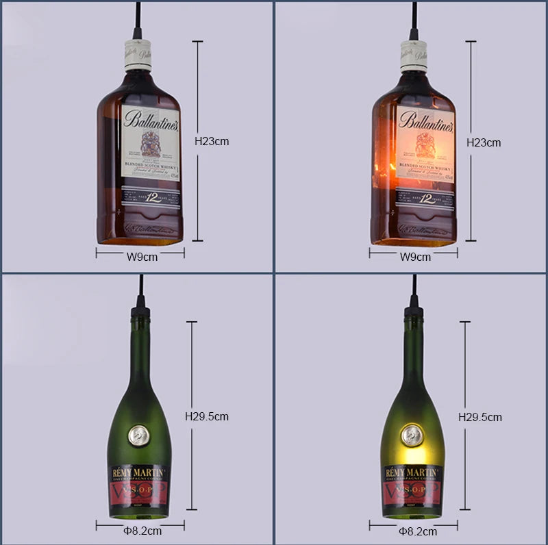 Retro Industrial Loft Wine Bottle Pendant Lights Restaurant Cafe Bar Glass Hanging Lamp Clothing Store Lustre Indoor Lighting