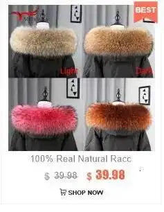 Natural Color Raccoon Fox Real Fur Collar Scarf Genuine Big Size Scarves Warp Shawl Neck Warmer Stole Muffler with Clip Loops #6