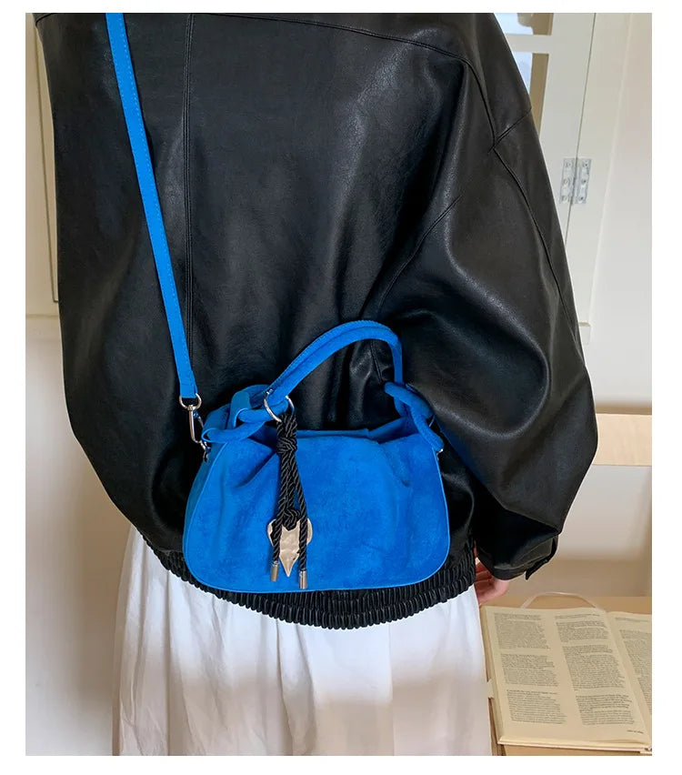 Small Suede Fashion Leather Shoulder Bags for Women 2025 Luxury Designer Brand Trend Crossbody Bag Females Short Handle Handbags