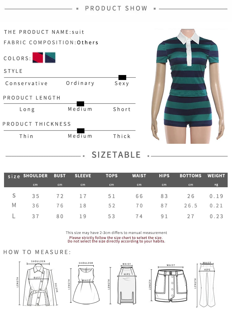 Weird Puss Striped Print 2-Piece Set Women Lapel Single-Breasted Patchwork t-Shirt+Simple Mini Short Sporty Style Streetwear