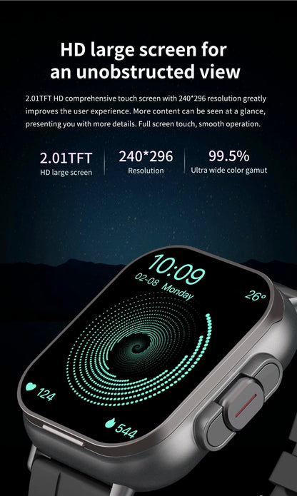 BT Call Blue Tooth Headphones Watches 2.01" Headset 2 in 1 Smart Watch Heart Rate Sport Fitness Bracelet TWS Earphone Smartwatch