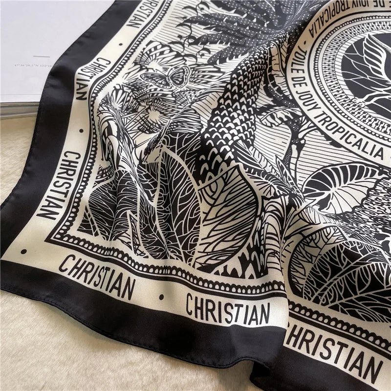 Print 70cm Silk Satin Headkerchief Women Luxury Design Neck Tie Scarf Female Hair Hand Wrist Foulard Shawl Hijab Bandana