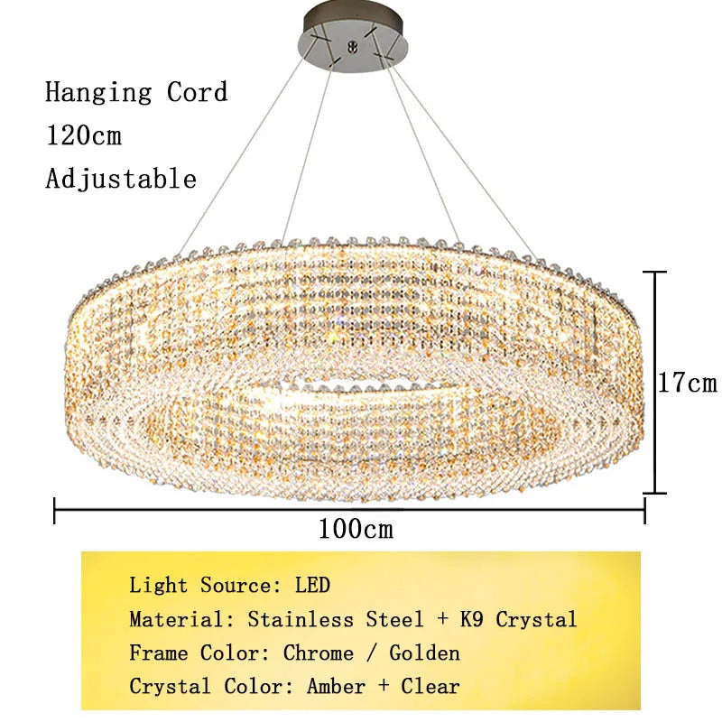 Champagne Crystal Waterfall Bead Modern Ceiling Lights LED Lamps Lighting Fixture for Living Room Lustres Home Decor Lampara