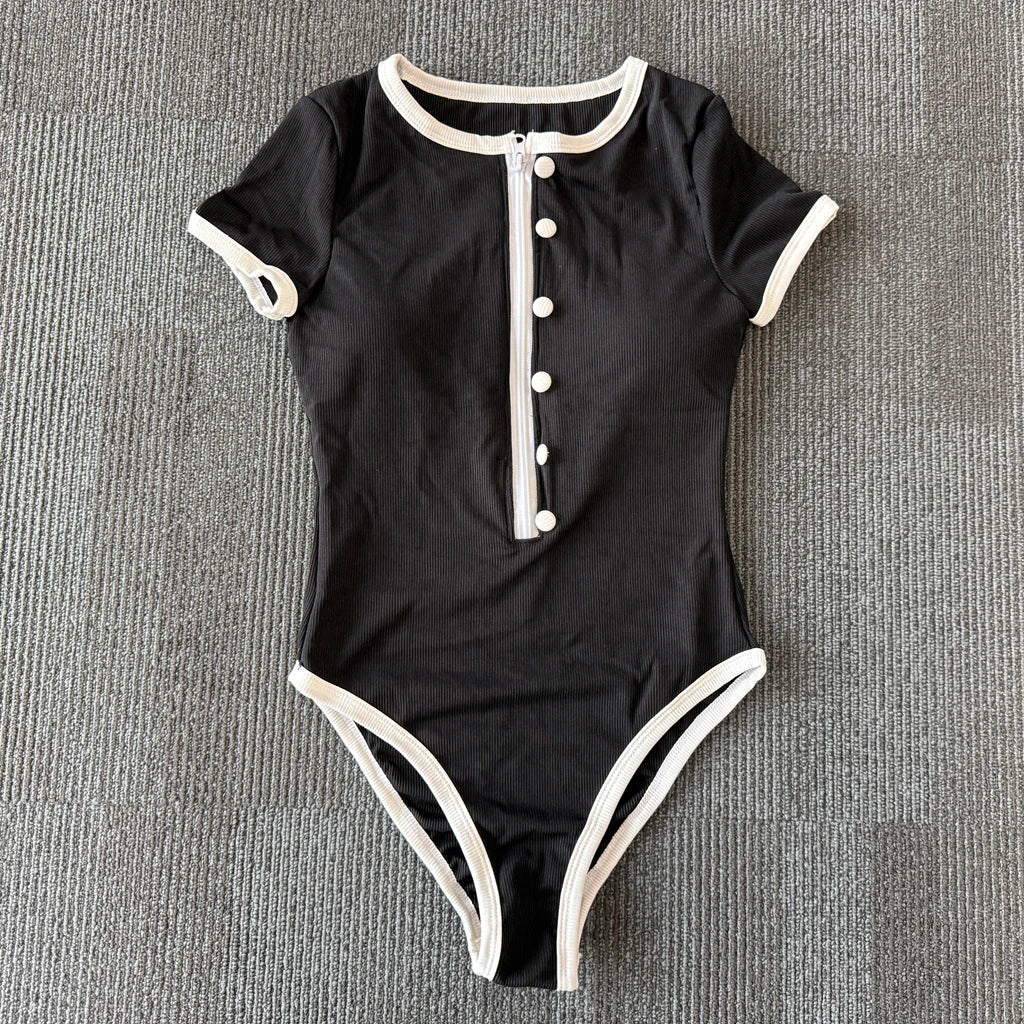 Bikini One Piece Swimsuit 2026 Vintage Retro Swimwear Women Swimsuit Zip Up Bathing Suit Beachwear Monokini Female Swimming Suit