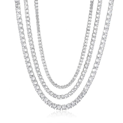 SEMNI 3mm 4mm 5mm Moissanite Diamond Tennis Necklace for Women Men 925 Sterling Silver Luxury Fine Jewelry Sparkling Diamond